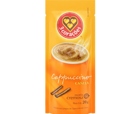 Cappuccino Solúvel Canela 3 Corações Sachê 20g
